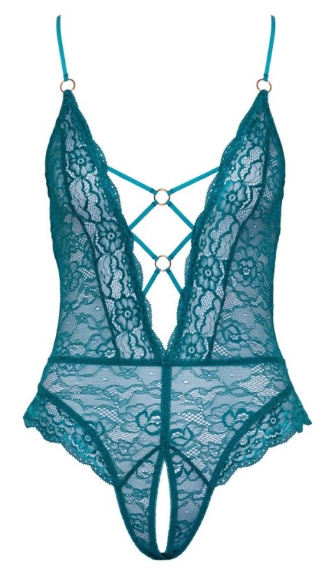 Cottelli LINGERIE - Seksowne Koronkowe Body Z Paseczkami Bez Krocza Zielone M Cottelli LINGERIE - Seksowne Koronkowe Body Z Paseczkami Bez Krocza Zielone M