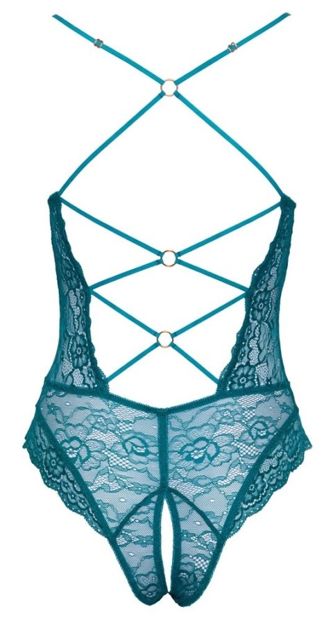 Cottelli LINGERIE - Seksowne Koronkowe Body Z Paseczkami Bez Krocza Zielone M Cottelli LINGERIE - Seksowne Koronkowe Body Z Paseczkami Bez Krocza Zielone M