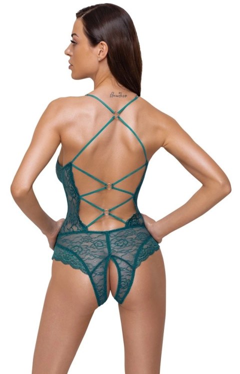 Cottelli LINGERIE - Seksowne Koronkowe Body Z Paseczkami Bez Krocza Zielone S Cottelli LINGERIE - Seksowne Koronkowe Body Z Paseczkami Bez Krocza Zielone S