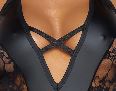 Cottelli PARTY - Seksowne Matowe Body Z Delikatnymi Koronkowymi Wstawkami Czarne XL Cottelli PARTY - Seksowne Matowe Body Z Delikatnymi Koronkowymi Wstawkami Czarne XL