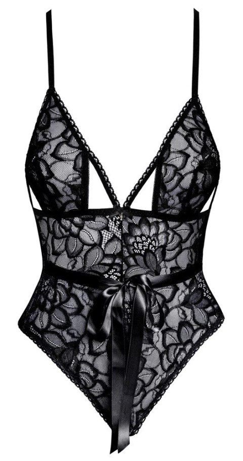 Kissable - Eleganckie Koronkowe Body Z Satynową Kokardką Czarne S/M Kissable - Eleganckie Koronkowe Body Z Satynową Kokardką Czarne S/M