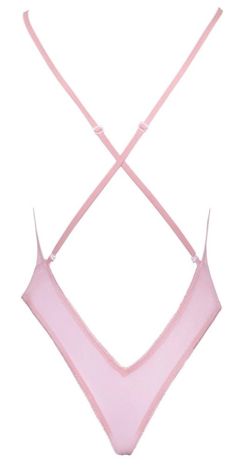 Kissable - Różowe Prześwitujące Body Z Kwiatowym Haftem S/M Kissable - Różowe Prześwitujące Body Z Kwiatowym Haftem S/M