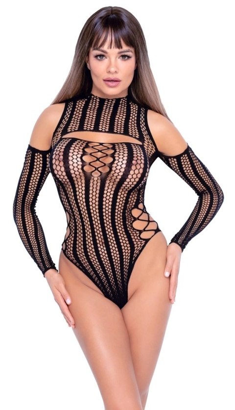 NO:XQSE - Seksowne Czarne Body Z Wplecionymi Paskami S-L NO:XQSE - Seksowne Czarne Body Z Wplecionymi Paskami S-L