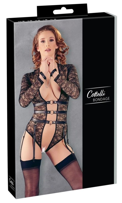 Cottelli Bondage - Gorące Koronkowe Body Z Paskami Do Pończoch Bez Krocza XL Cottelli Bondage - Gorące Koronkowe Body Z Paskami Do Pończoch Bez Krocza XL