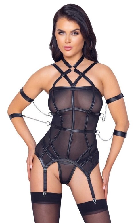 Cottelli Bondage - Seksowna Koszulka Z Siateczki Z Łańcuchami + Stringi M Cottelli Bondage - Seksowna Koszulka Z Siateczki Z Łańcuchami + Stringi M