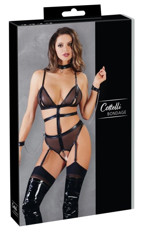 Cottelli Bondage - Seksowne Body Z Mankietami Otwartym Biustem I Krokiem M Cottelli Bondage - Seksowne Body Z Mankietami Otwartym Biustem I Krokiem M
