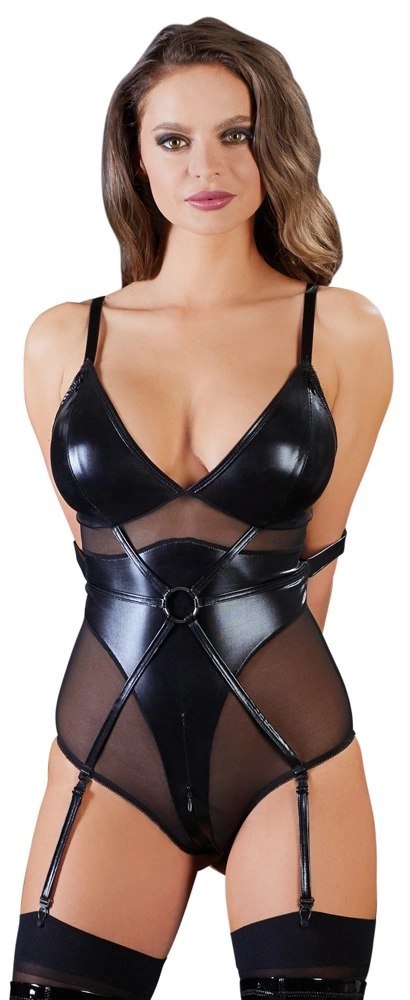 Cottelli Bondage - Seksowne Czarne Body Bez Kroku I Suwakiem Na Biuście M Cottelli Bondage - Seksowne Czarne Body Bez Kroku I Suwakiem Na Biuście M