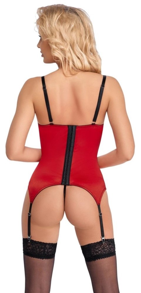 Cottelli LINGERIE - Seksowna Haleczka Bez Biustu Z Paskami Do Pończoch + Otwarte Stringi M Cottelli LINGERIE - Seksowna Haleczka Bez Biustu Z Paskami Do Pończoch + Otwarte Stringi M