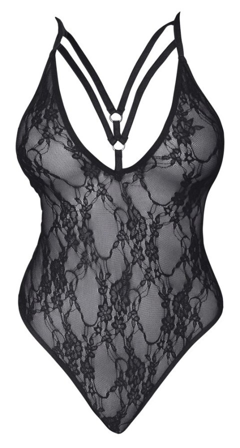 Cottelli LINGERIE - Seksowne Koronkowe Body Z Ozdobnymi Paskami Czarne XL Cottelli LINGERIE - Seksowne Koronkowe Body Z Ozdobnymi Paskami Czarne XL