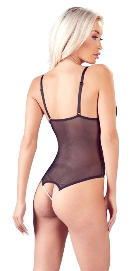 Cottelli LINGERIE - Seksowne Siateczkowe Body Z Delikatną Koronką Bez Krocza S Cottelli LINGERIE - Seksowne Siateczkowe Body Z Delikatną Koronką Bez Krocza S