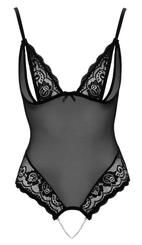 Cottelli LINGERIE - Seksowne Siateczkowe Body Z Delikatną Koronką Bez Krocza S Cottelli LINGERIE - Seksowne Siateczkowe Body Z Delikatną Koronką Bez Krocza S