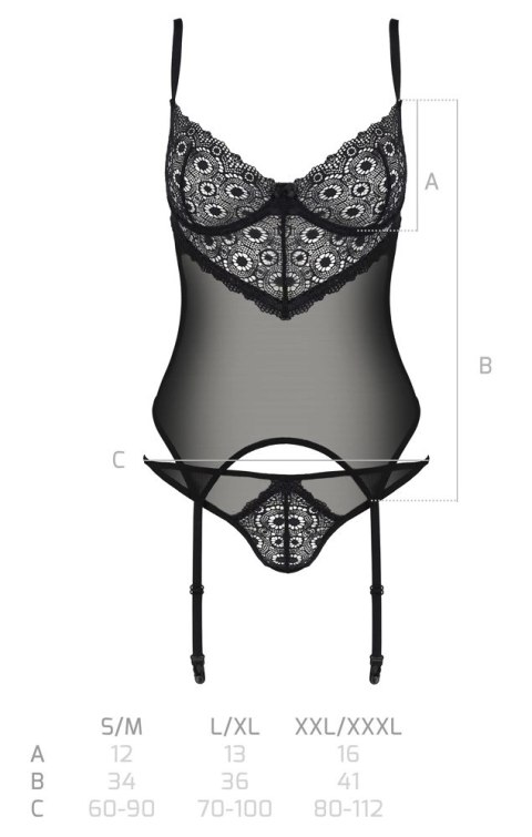 Passion - Seksowna Koszulka Z Paskami Do Pończoch + Stringi Zinnia Corset L/XL Passion - Seksowna Koszulka Z Paskami Do Pończoch + Stringi Zinnia Corset L/XL