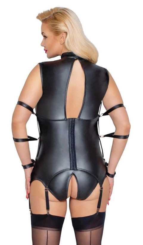Cottelli Bondage - Matowa Koszulka Z Paskami Do Pończoch + Majtki Bez Krocza 4XL Cottelli Bondage - Matowa Koszulka Z Paskami Do Pończoch + Majtki Bez Krocza 4XL
