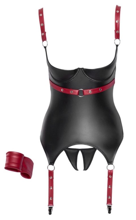 Cottelli Bondage - Seksowna Matowa Haleczka Bez Biustu + Otwarte Stringi L Cottelli Bondage - Seksowna Matowa Haleczka Bez Biustu + Otwarte Stringi L