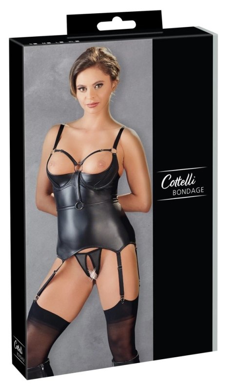 Cottelli Bondage - Seksowna Matowa Koszulka Bez Biustu + Otwarte Stringi M Cottelli Bondage - Seksowna Matowa Koszulka Bez Biustu + Otwarte Stringi M
