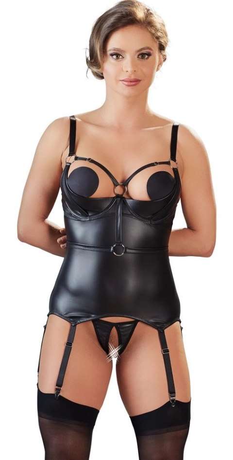 Cottelli Bondage - Seksowna Matowa Koszulka Bez Biustu + Otwarte Stringi M Cottelli Bondage - Seksowna Matowa Koszulka Bez Biustu + Otwarte Stringi M