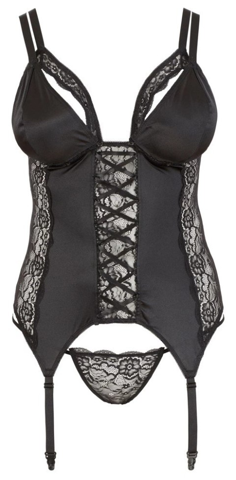 Cottelli CURVES - Koronkowa Koszulka Z Paskami Do Pończoch + Stringi 3XL Cottelli CURVES - Koronkowa Koszulka Z Paskami Do Pończoch + Stringi 3XL
