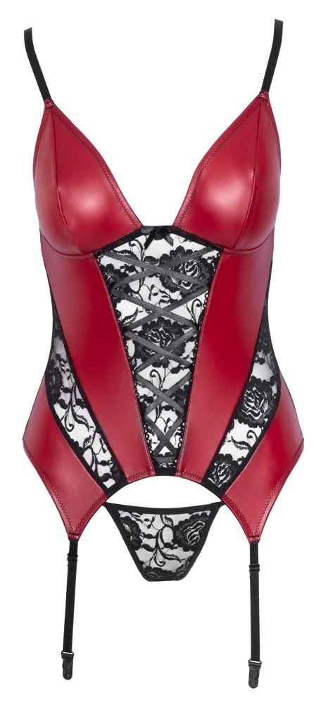 Cottelli LINGERIE - Seksowna Matowa Koszulka Z Paskami i I Delikatną Koronką + Stringi XL Cottelli LINGERIE - Seksowna Matowa Koszulka Z Paskami i I Delikatną Koronką + Stringi XL