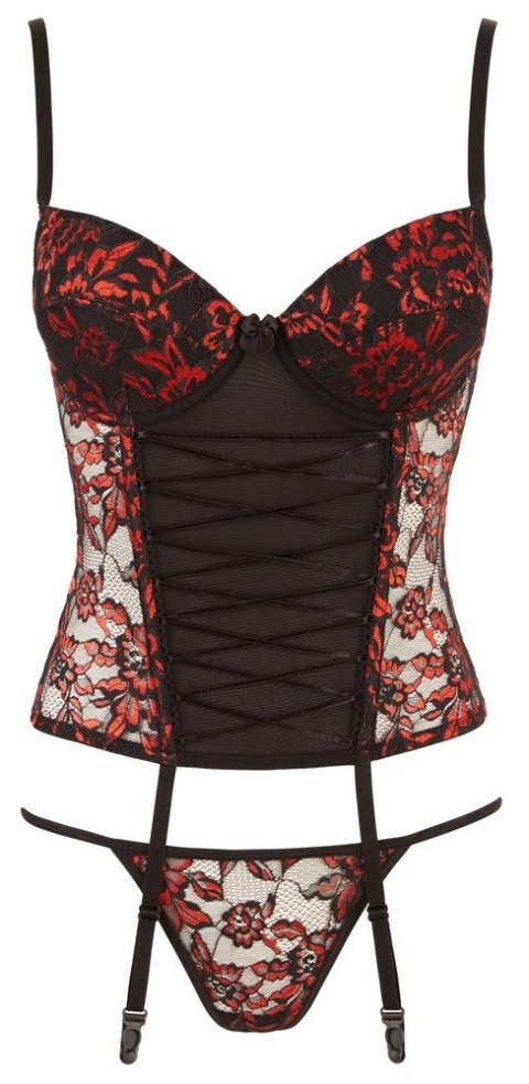 Cottelli LINGERIE - Seksowny Kwiatowy Gorset + Stringi 80B/M Cottelli LINGERIE - Seksowny Kwiatowy Gorset + Stringi 80B/M