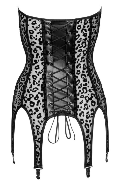 Noir - Seksowny Panterkowy Gorset Z 6 Szelkami Do Pończoch Czarny XL Noir - Seksowny Panterkowy Gorset Z 6 Szelkami Do Pończoch Czarny XL