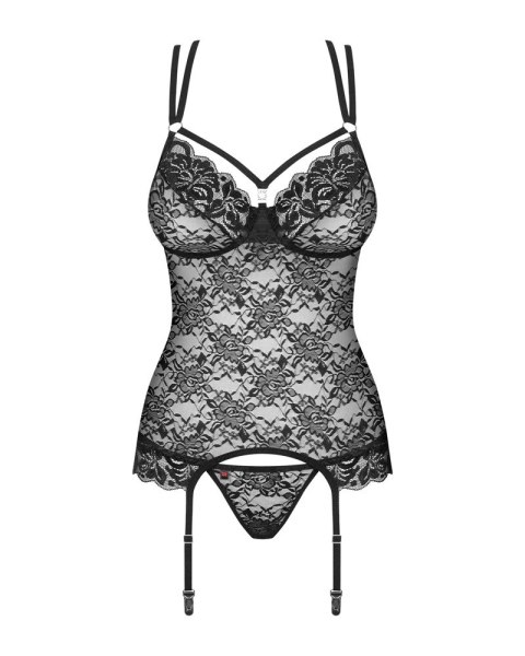 Obsessive - Seksowna Gorsetowa Koszulka i Stringi 860-COR-1 Czarne S/M Obsessive - Seksowna Gorsetowa Koszulka i Stringi 860-COR-1 Czarne S/M