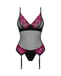 Obsessive - Seksowna Koszulka Z Paseczkami Do Pończoch + Stringi Rosenty M/L