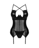 Obsessive - Seksowny Gorset Z Paskami Do Pończoch i Stringi Norides Czarne XS/S
