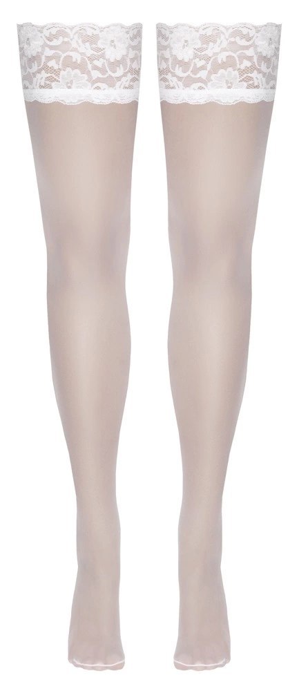 Cottelli LEGWEAR - Białe Klasyczne Pończochy Z Piękną Koronką 3 Cottelli LEGWEAR - Białe Klasyczne Pończochy Z Piękną Koronką 3