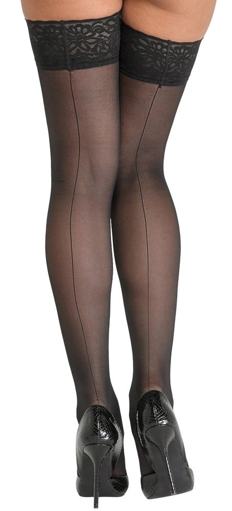 Cottelli LEGWEAR - Czarne Klasyczne Pończochy Z Koronką I Ozdobnym Szwem 2 Cottelli LEGWEAR - Czarne Klasyczne Pończochy Z Koronką I Ozdobnym Szwem 2
