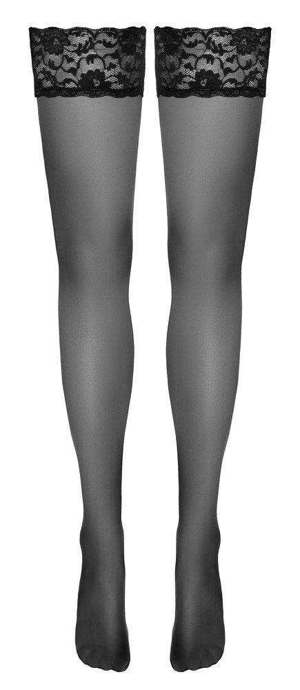 Cottelli LEGWEAR - Czarne Klasyczne Pończochy Z Piękną Koronką 3 Cottelli LEGWEAR - Czarne Klasyczne Pończochy Z Piękną Koronką 3