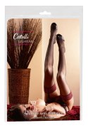 Cottelli LEGWEAR Pończochy czarne z czerwoną koronką 17 den Oeko-Tex