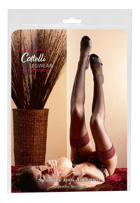 Cottelli LEGWEAR Pończochy czarne z czerwonym wykończeniem 17 den Cottelli LEGWEAR Pończochy czarne z czerwonym wykończeniem 17 den