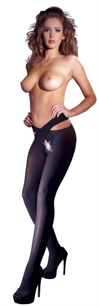 Cottelli LEGWEAR - Czarne Pończochy Z Paskami Na Biodra L/XL Cottelli LEGWEAR - Czarne Pończochy Z Paskami Na Biodra L/XL