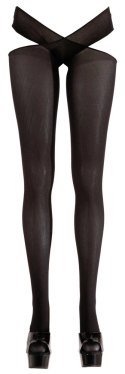 Cottelli LEGWEAR - Czarne Pończochy Z Paskami Na Biodra S/M