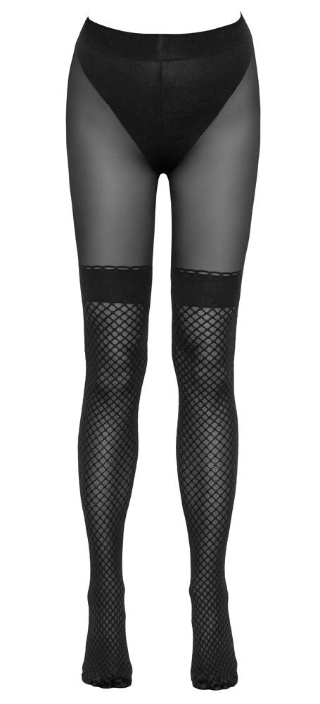 Cottelli LEGWEAR - Czarne Rajstopy Z Wplecioną Siateczką 2 Cottelli LEGWEAR - Czarne Rajstopy Z Wplecioną Siateczką 2