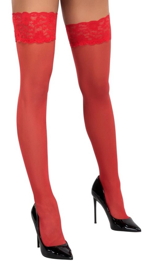 Cottelli LEGWEAR - Czerwone Klasyczne Pończochy Z Piękną Koronką 2 Cottelli LEGWEAR - Czerwone Klasyczne Pończochy Z Piękną Koronką 2