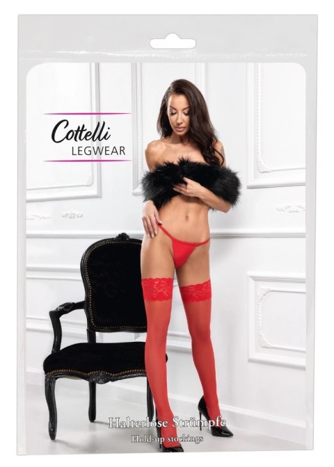 Cottelli LEGWEAR - Czerwone Klasyczne Pończochy Z Piękną Koronką 3 Cottelli LEGWEAR - Czerwone Klasyczne Pończochy Z Piękną Koronką 3