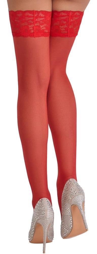 Cottelli LEGWEAR - Czerwone Klasyczne Pończochy Z Piękną Koronką 3 Cottelli LEGWEAR - Czerwone Klasyczne Pończochy Z Piękną Koronką 3