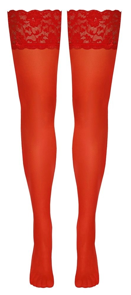 Cottelli LEGWEAR - Czerwone Klasyczne Pończochy Z Piękną Koronką 3 Cottelli LEGWEAR - Czerwone Klasyczne Pończochy Z Piękną Koronką 3