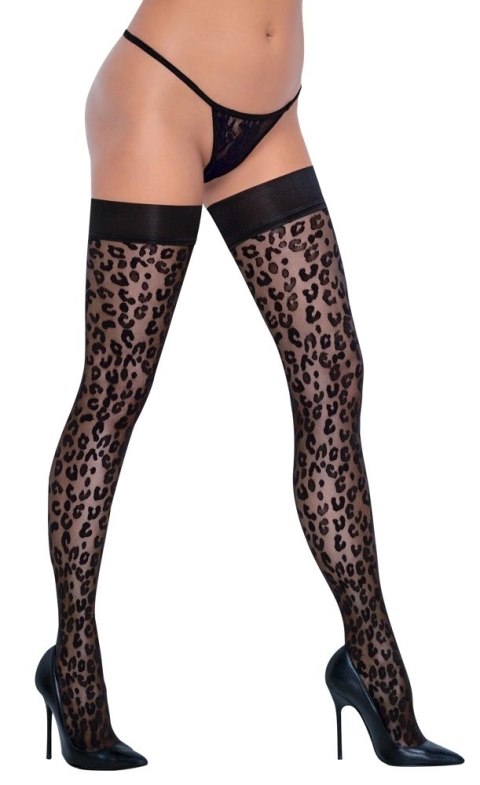 Cottelli LEGWEAR - Pończochy Samonośne Z Wzorem Panterki Czarne 3 Cottelli LEGWEAR - Pończochy Samonośne Z Wzorem Panterki Czarne 3