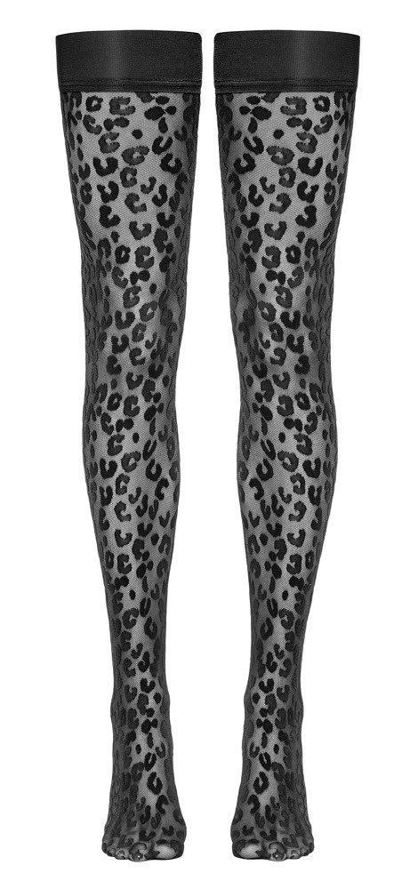 Cottelli LEGWEAR - Pończochy Samonośne Z Wzorem Panterki Czarne 3 Cottelli LEGWEAR - Pończochy Samonośne Z Wzorem Panterki Czarne 3