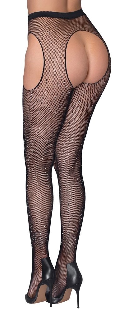 Cottelli LEGWEAR - Rajstopy Do Pończoch Z Siateczki Z Brokatowymi Kamieniami S-L Cottelli LEGWEAR - Rajstopy Do Pończoch Z Siateczki Z Brokatowymi Kamieniami S-L