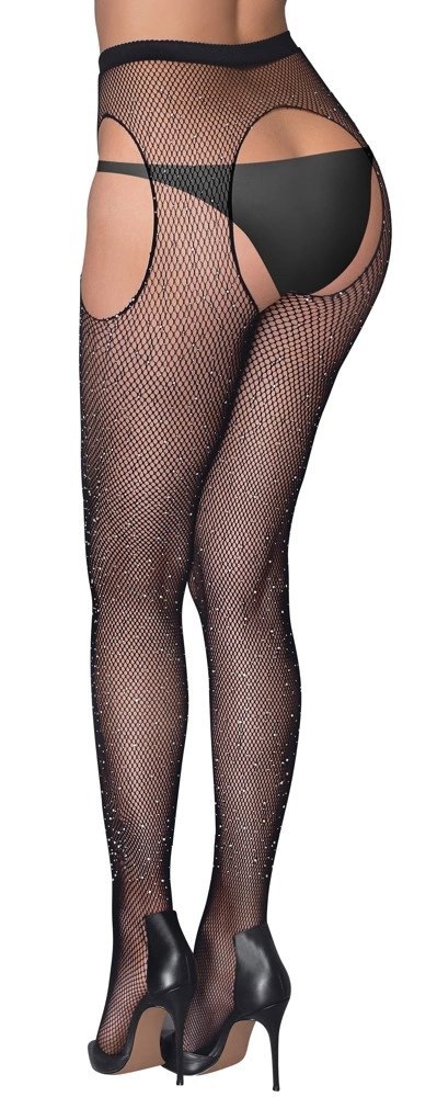 Cottelli LEGWEAR - Rajstopy Do Pończoch Z Siateczki Z Brokatowymi Kamieniami S-L Cottelli LEGWEAR - Rajstopy Do Pończoch Z Siateczki Z Brokatowymi Kamieniami S-L