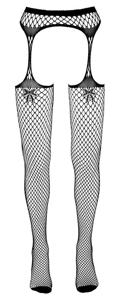 Cottelli LEGWEAR - Rajstopy Do Pończoch Z Siateczki Z Czerwonym Wiązaniem S/M Cottelli LEGWEAR - Rajstopy Do Pończoch Z Siateczki Z Czerwonym Wiązaniem S/M