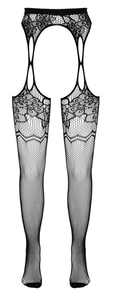 Cottelli LEGWEAR - Rajstopy Z Paskiem Do Pończoch I Kwiatowym Wzorem S-L Cottelli LEGWEAR - Rajstopy Z Paskiem Do Pończoch I Kwiatowym Wzorem S-L