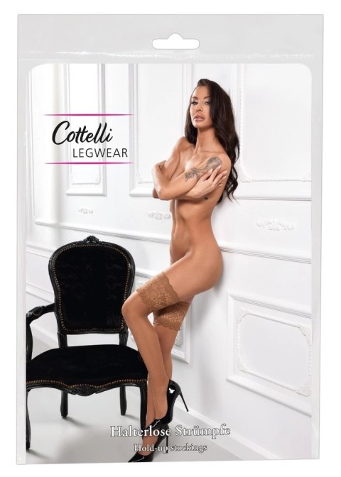 Cottelli LEGWEAR - Samonośne Beżowe Pończochy Z Szeroką Koronką 4 Cottelli LEGWEAR - Samonośne Beżowe Pończochy Z Szeroką Koronką 4