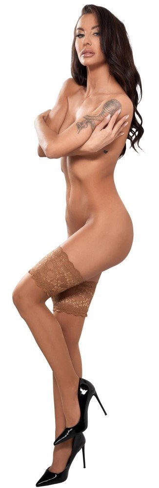 Cottelli LEGWEAR - Samonośne Beżowe Pończochy Z Szeroką Koronką 4 Cottelli LEGWEAR - Samonośne Beżowe Pończochy Z Szeroką Koronką 4