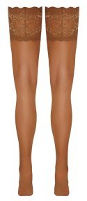 Cottelli LEGWEAR - Samonośne Beżowe Pończochy Z Szeroką Koronką 4
