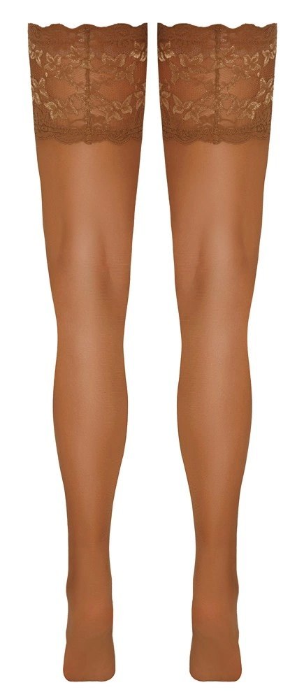 Cottelli LEGWEAR - Samonośne Beżowe Pończochy Z Szeroką Koronką 4 Cottelli LEGWEAR - Samonośne Beżowe Pończochy Z Szeroką Koronką 4