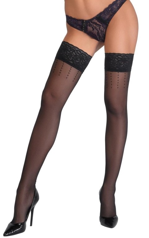 Cottelli LEGWEAR - Seksowne Czarne Pończochy Z Kropeczkami I Koronką 2 Cottelli LEGWEAR - Seksowne Czarne Pończochy Z Kropeczkami I Koronką 2